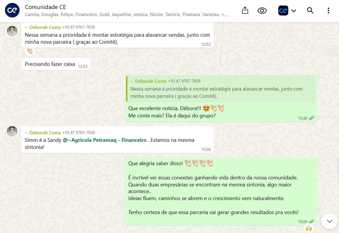 Conversa real do grupo