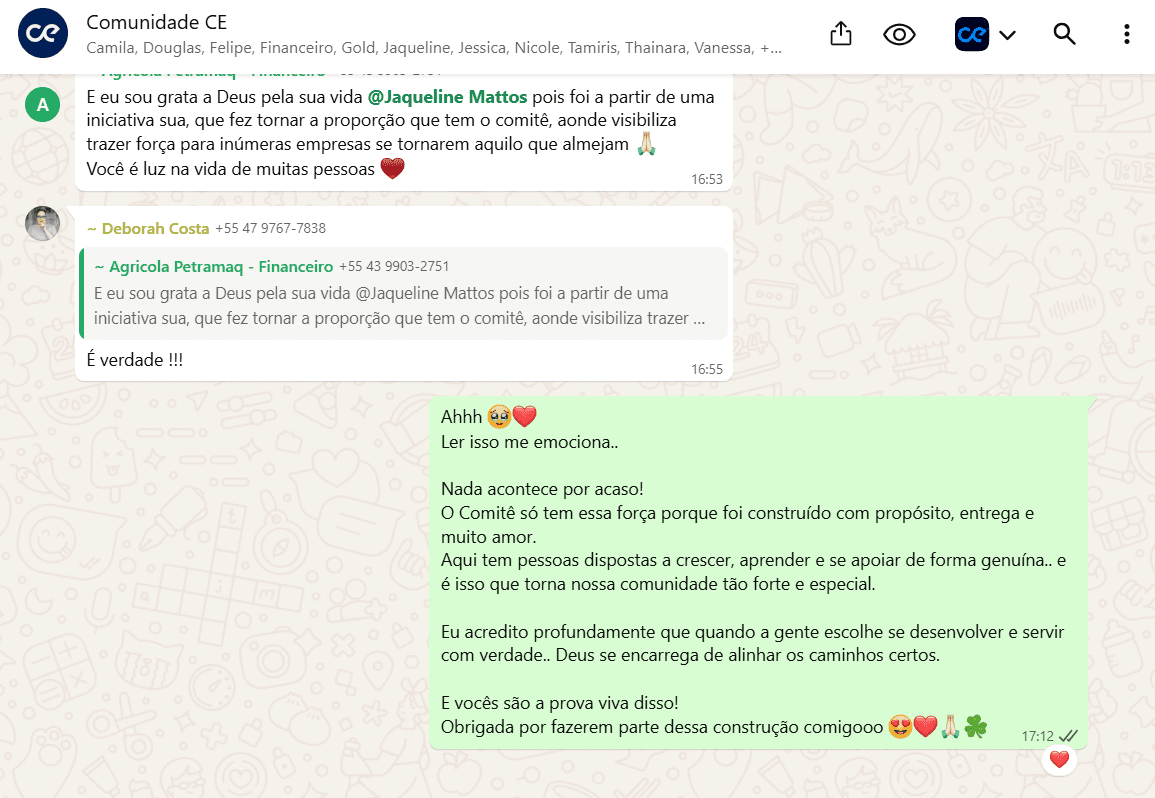 Conversa real do grupo