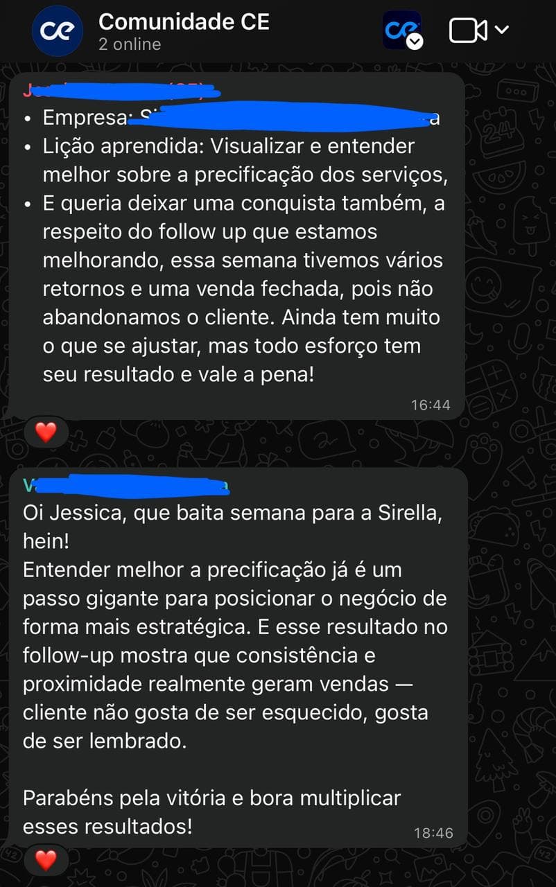 Conversa real do grupo